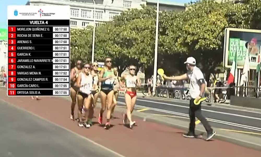 Noelia Vargas siempre se mantuvo en el lote puntero en la competencia desarrollada en La Coruña, España. Foto: captura de pantalla.