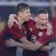 Anthony Conteras y Wilmer Azofeifa celebran. La Sele encontró goles, pero la defensa desapareció en el segundo tiempo. Foto: Concacaf.