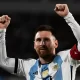 Lionel Messi celebra la anotación que supuso la victoria de Argentina ante Ecuador el jueves. Foto: AFP.