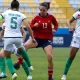 Emilie Valenciano se movió mucho hacia el frente. Pero, al igual que sus compañeras de La Sele Femenina, no pudo encontrar caminos a gol. Foto: Photosports / Juegos Panamericanos.