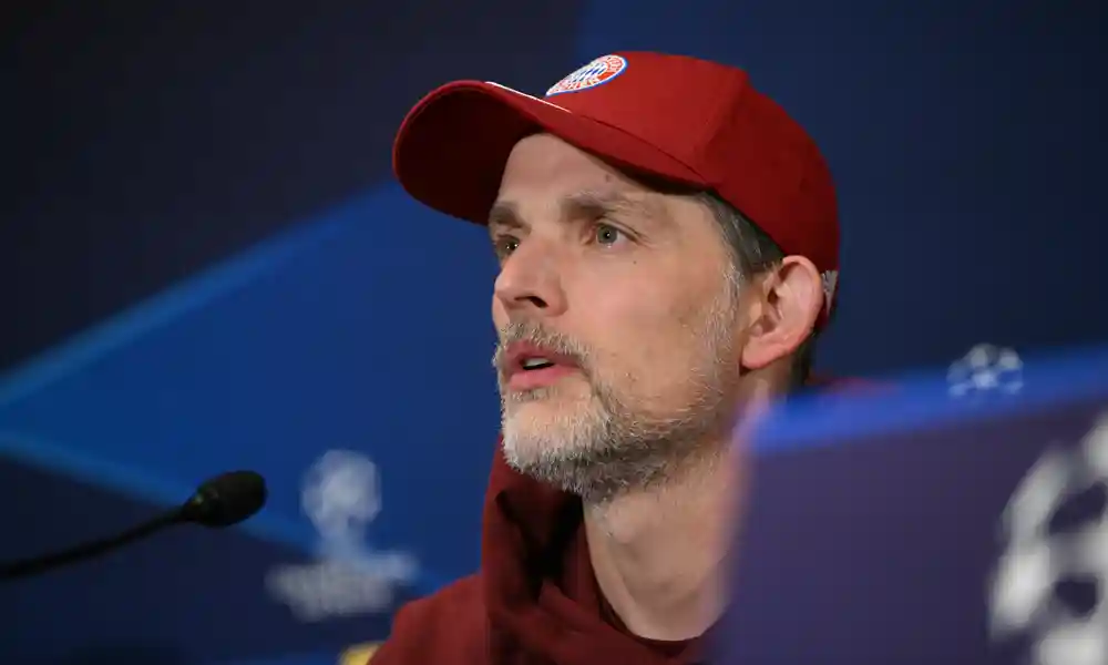 El técnico del Bayern Munich’s, Thomas Tuchel atiende la conferencia de prensa previa al juego ante Galatasaray. Foto: Ozan Kose / AFP.