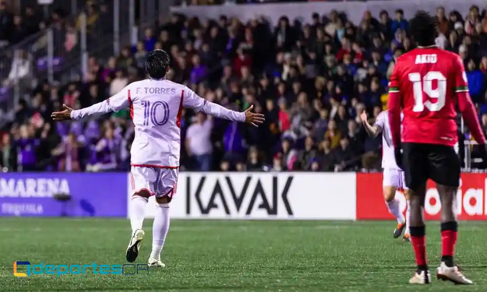 Facundo Torres celebra. Marcó dos de los goles del Orlando City. Foto: Concacaf.