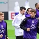 Integrantes de la Selección de Fútbol de Alemania, durante un entrenamiento de cara a la Eurocopa. Foto: Tobías Schwarz / AFP.