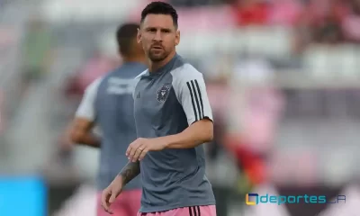 Lionel Messi durante el calentamiento previo al juego entre el Inter Miami y el New York Red Bull. Foto: Chris Arjoon / AFP.