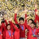 Las jugadoras de Corea del Norte celebran luego de obtener el título en la Copa Mundial Sub20 de la FIFA. Foto: Raúl Arboleda / AFP.