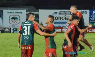 Guanacasteca celebró dos veces ante Saprissa. El primer tanto se lo acreditaron en principio a Sergio Rodríguez. Foto: ADG.